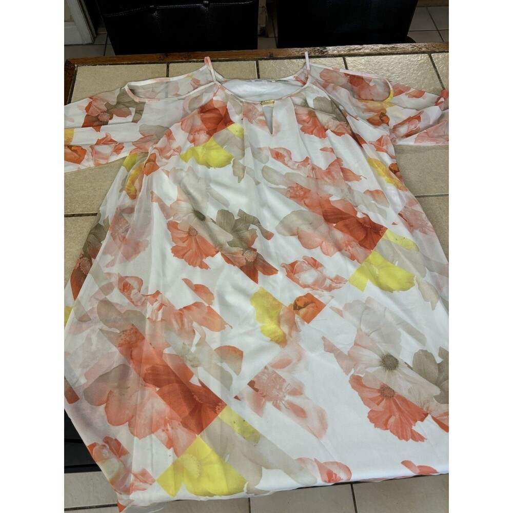 Calvin Klein White Floral Dress Size 8 Cold Shoulder